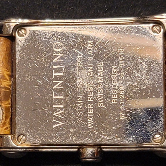 Valentino Ebony Collection Watch with 48 diamonds and original Crocodile Strap - Picture 7 of 10